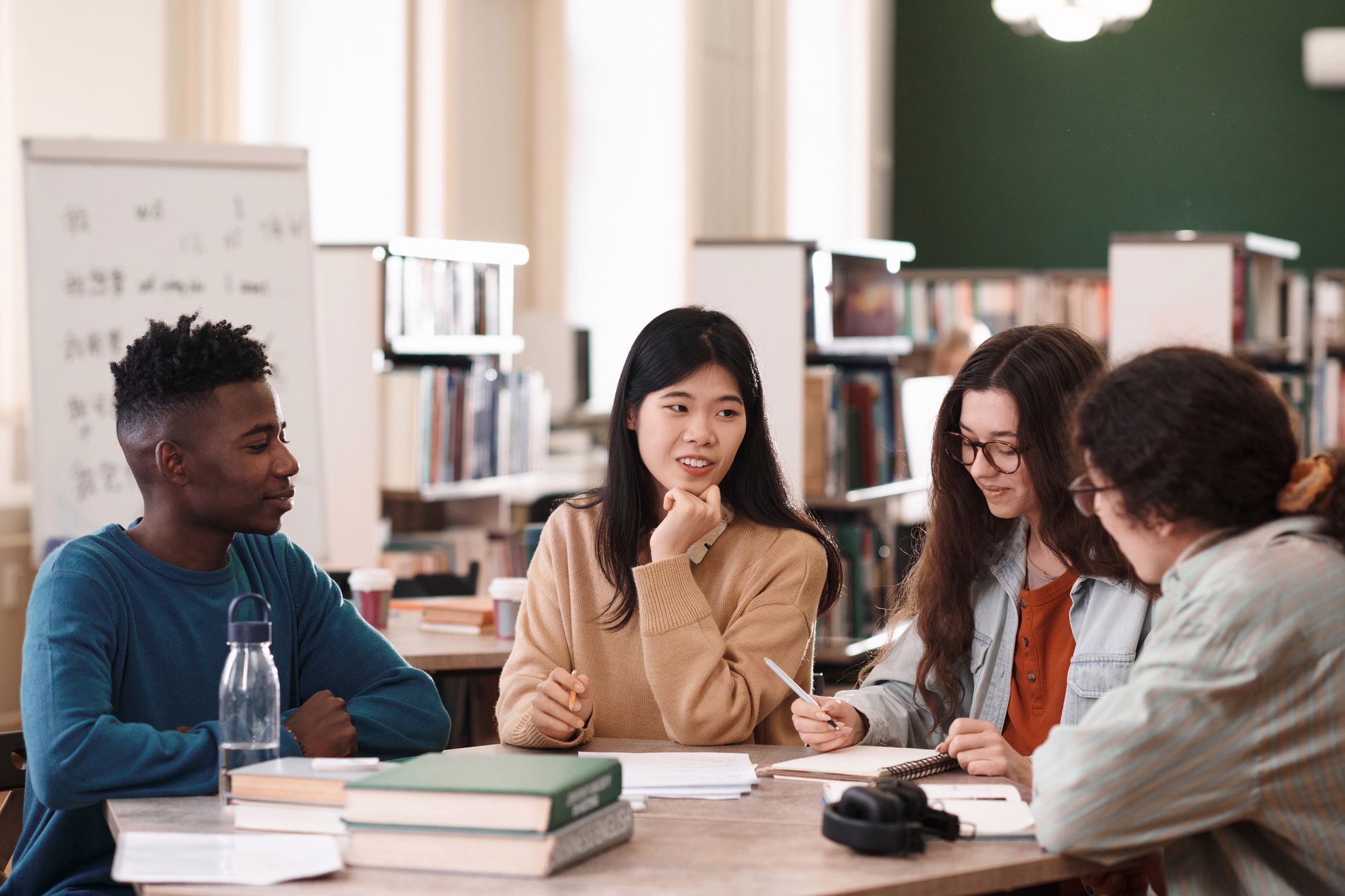 Group of people in a library